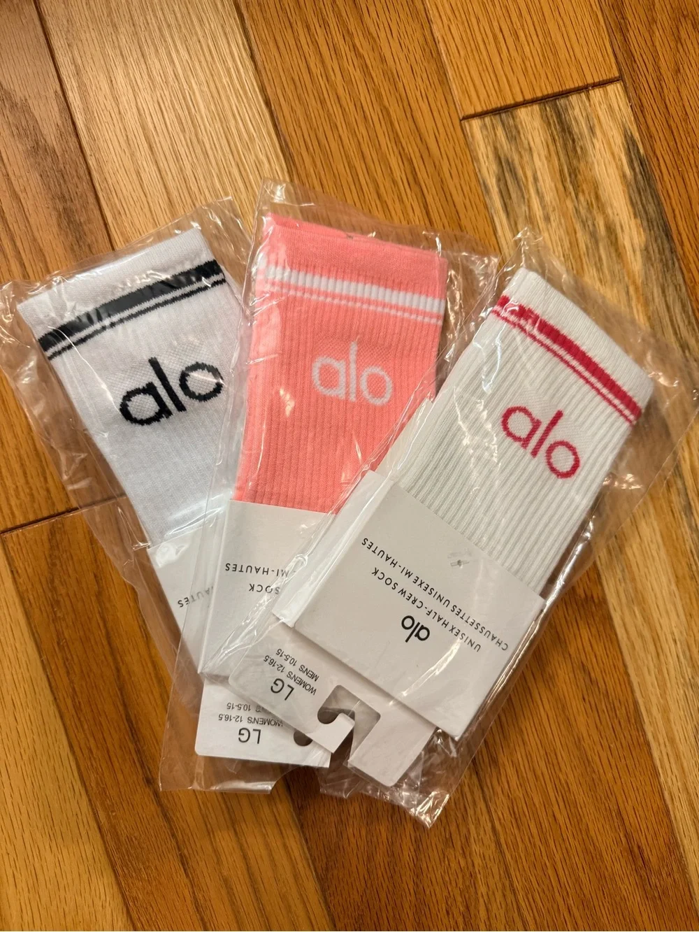 ALO Yoga Half-Crew Socks - Pink and White